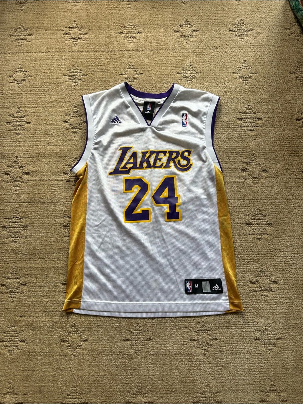 adidas White/Purple Los Angeles NBA Jersey Collar Detail